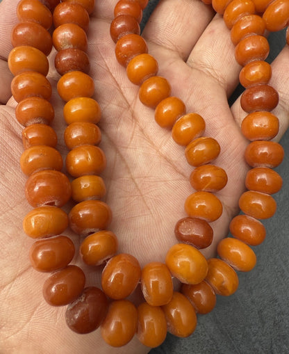 Rare Shape Antique Marbled Natural Baltic Butterscotch Amber Beaded Necklace5