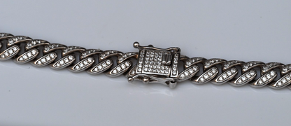 Beautiful Iced-out Box Clasp Pave-set CZ on Sterling Silver Necklace1