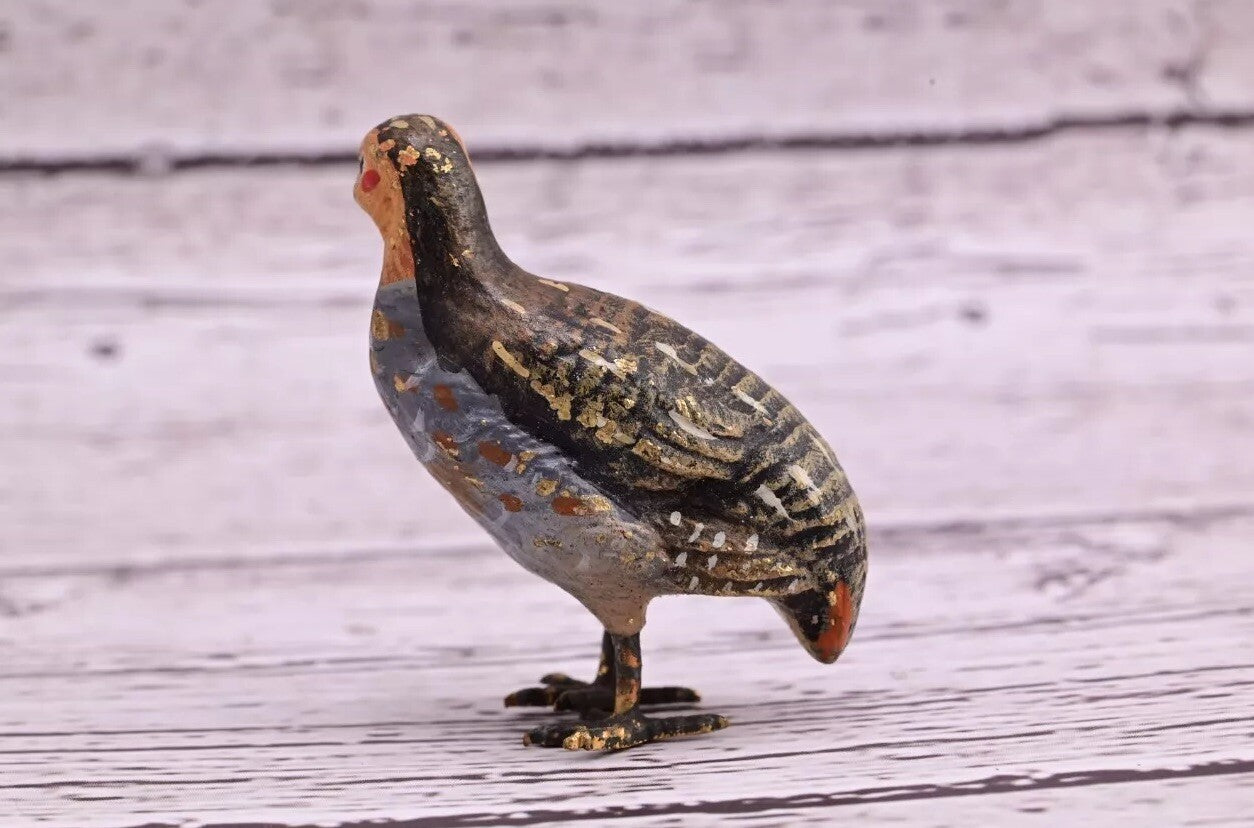 Cute Tiny Antique Austrian Vienna Cold Painted Bronze Figure of Game Bird4