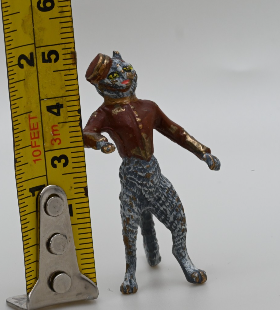 Fun Antique Austrian Vienna Cold Painted Bronze Figure of Cat Hotel Bellhop7