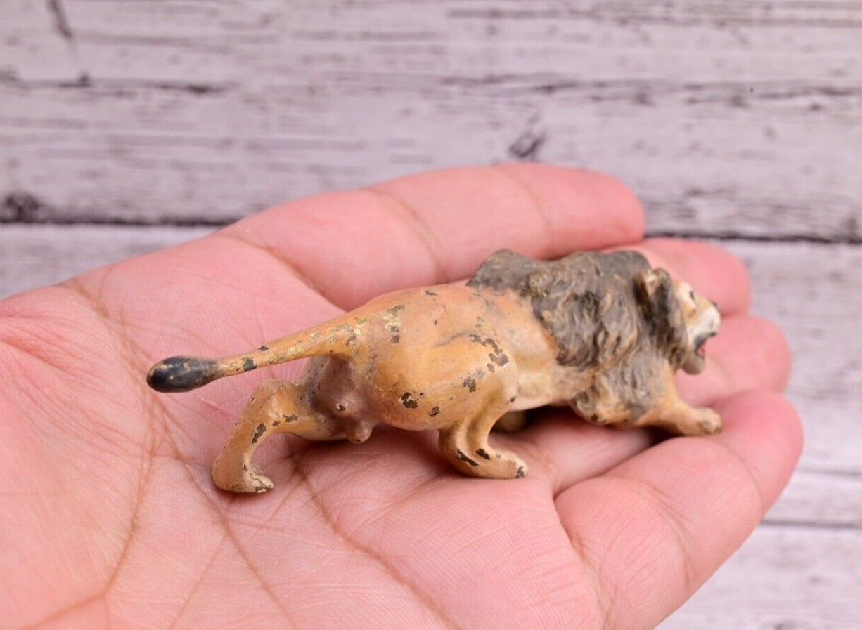 Stunning Antique Austrian Vienna Cold Painted Bronze of Lion Ready to Attack6