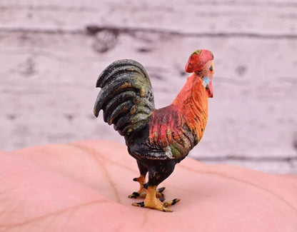 Colorful Antique Austrian Vienna Cold Painted Bronze Figure of Miniature Rooster6