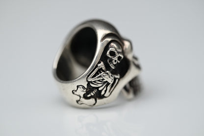 Heavy Sterling Silver Handmade Biker Skull & Skeleton Men’s Ring Size 6.54