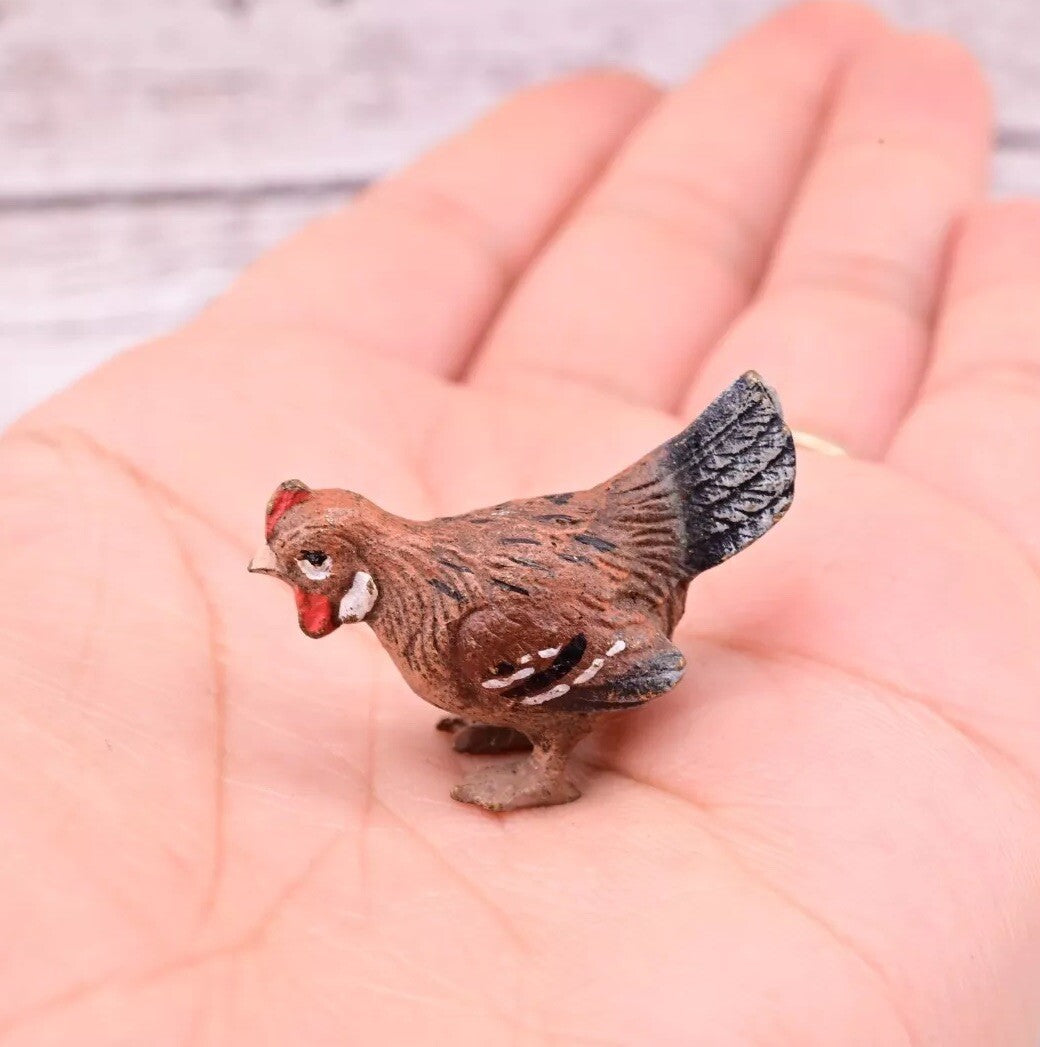 Superb Antique Austrian Vienna Cold Painted Bronze Figure of Brown Chicken Hen4