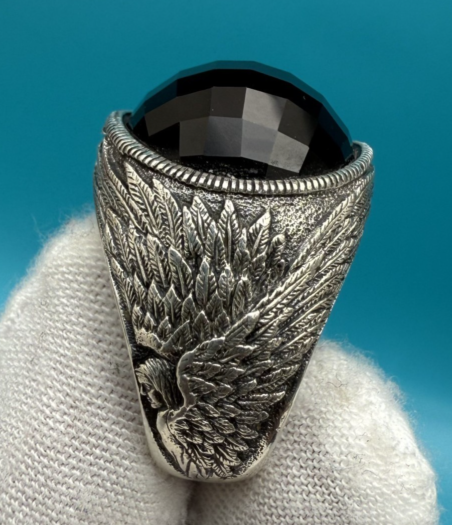 Amazing Designer Scott Kay Sterling Silver Ring w/ Faceted Black Onyx Gemstone7