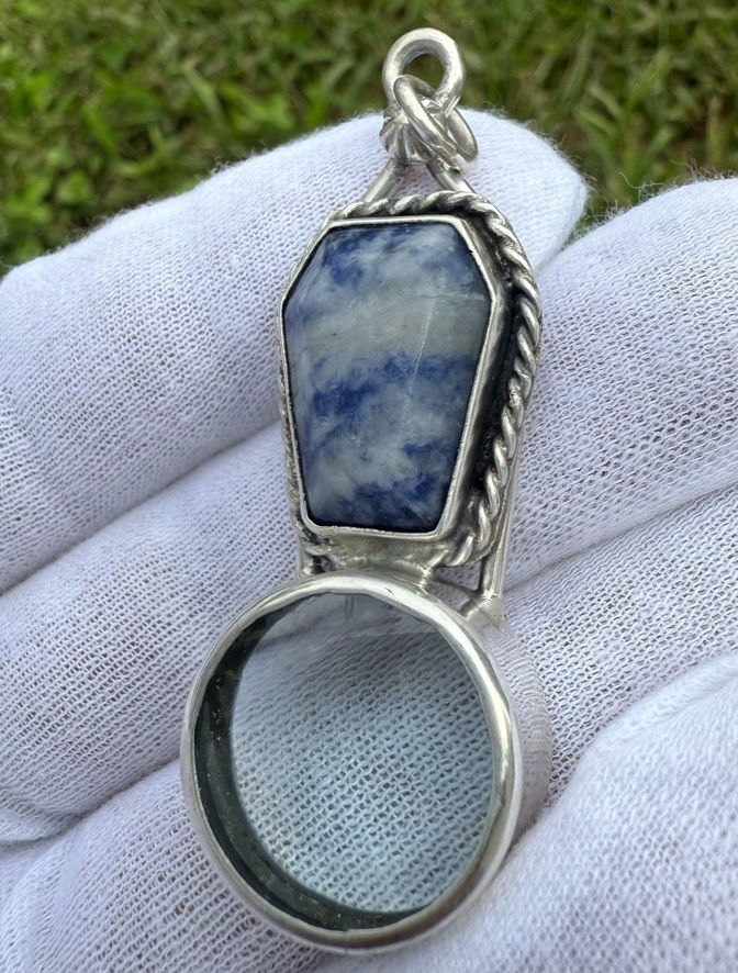 Signed MS Sterling Silver Southwest Jewelers Loupe W/ Blue Lapis Style1