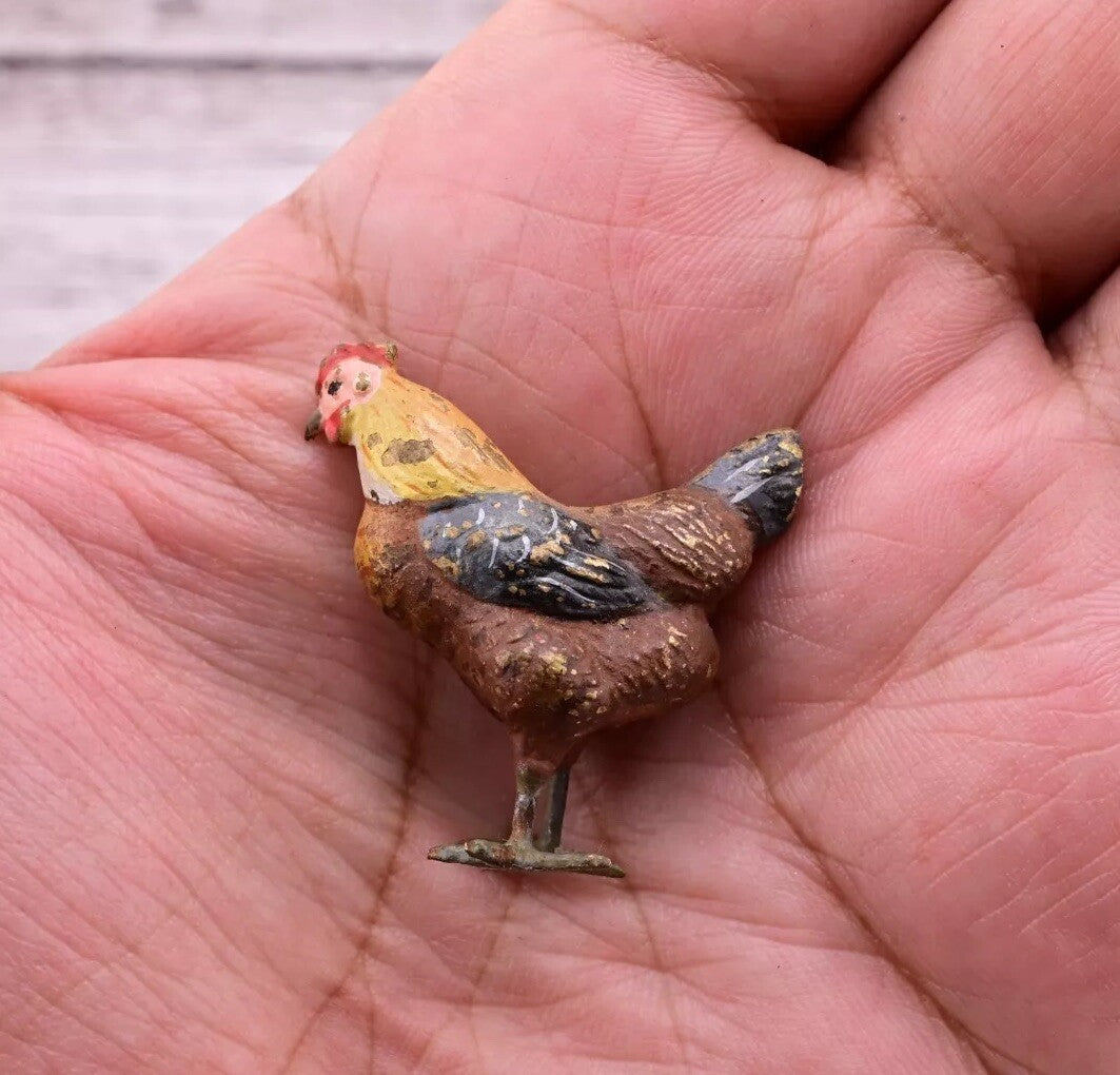 Beautiful Antique Austrian Vienna Cold Painted Bronze Figure of Miniature Hen11
