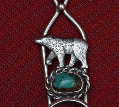Cool Design Sterling Silver Southwest Jewelers Loupe W/ Turquoise & Bear2