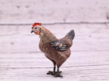Wonderful Antique Austrian Vienna Cold Painted Bronze Figure of Brown Hen7