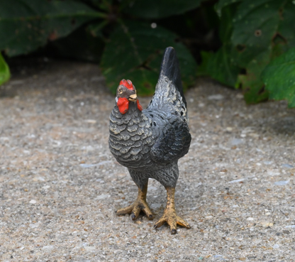 Lovely Antique Austrian Vienna Cold Painted Bronze Figure of Gray Hen / Chicken1