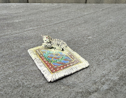 Colorful Austrian Vienna Cold Painted Bronze Figure of Cat on Persian Carpet4