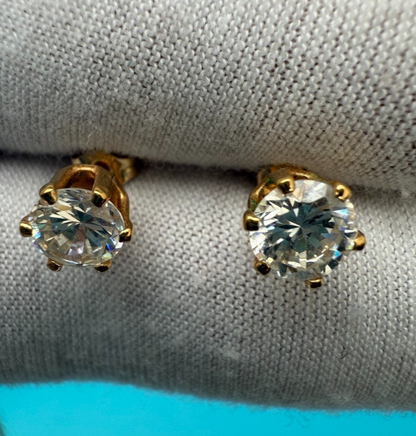 Awesome Vintage 14k Yellow Gold & Stud Earrings1