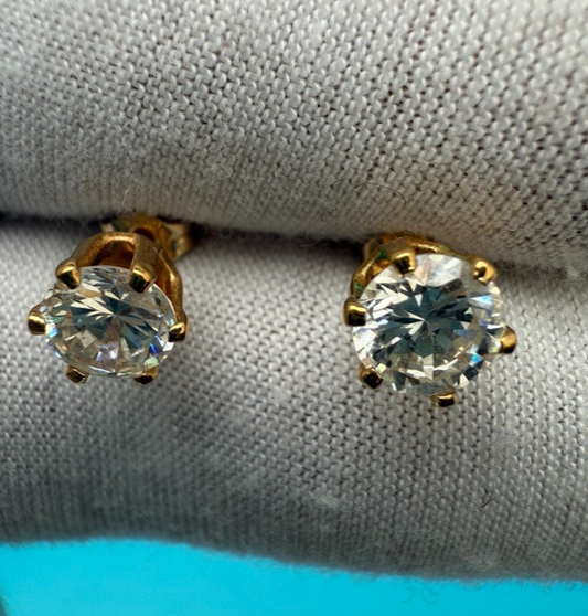 Awesome Vintage 14k Yellow Gold & Stud Earrings1