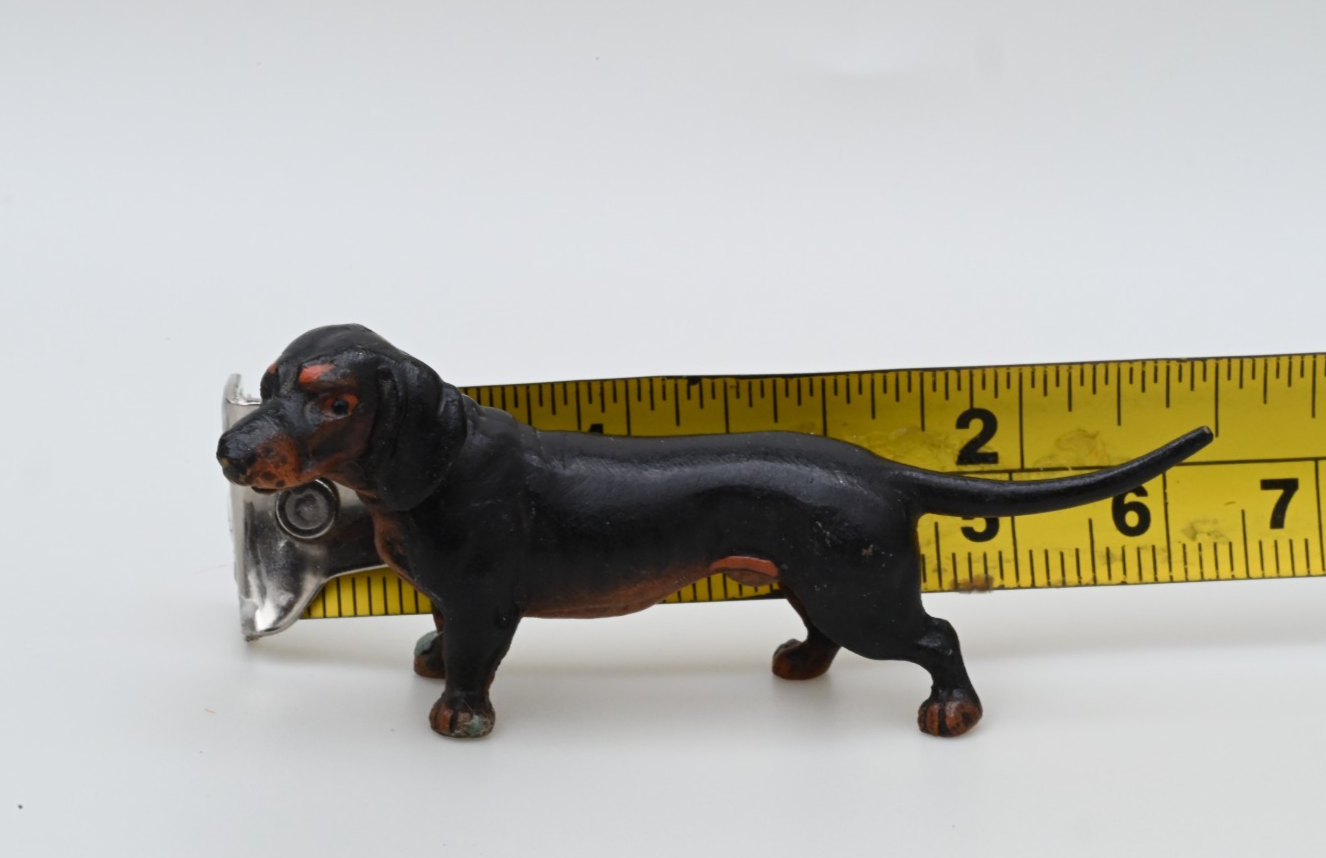 Gorgeous Antique Austrian Vienna Cold Painted Bronze Figure of Dachshund Dog7