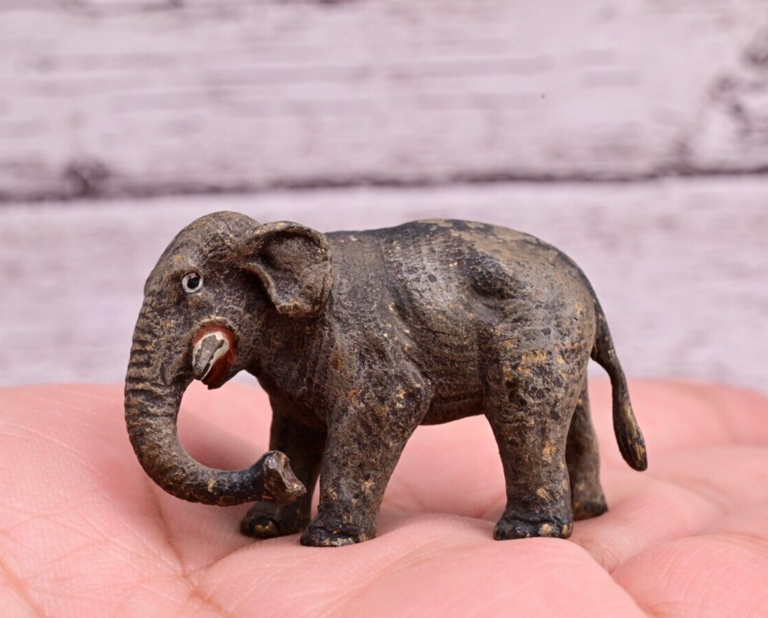 Amazing Antique Austrian Vienna Cold Painted Bronze Figure of Young Elephant7