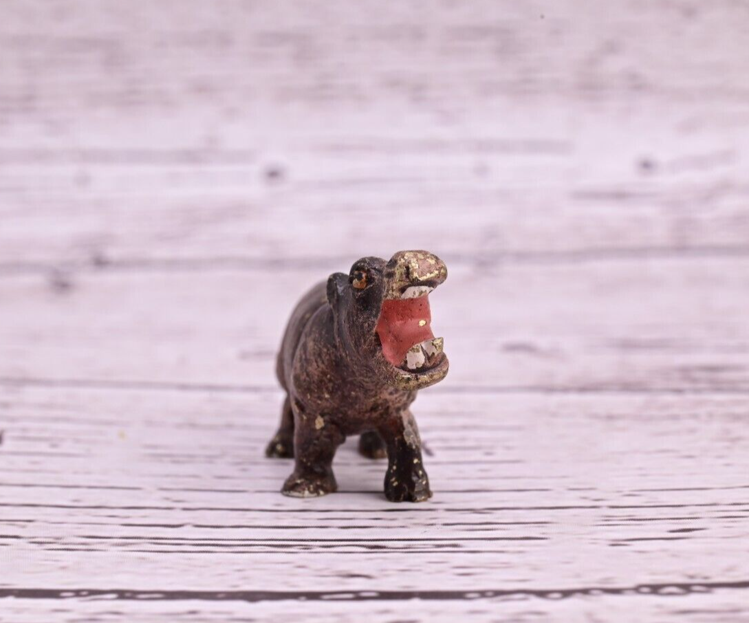 Life-Like Antique Austrian Vienna Cold Painted Bronze Figure of Hippopotamus8