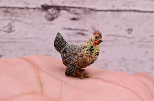 Antique Austrian Vienna Cold Painted Bronze Figure of Cute Small Chicken0