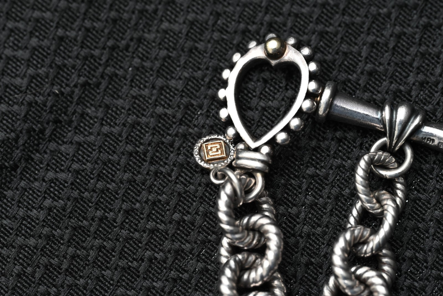 Designer William Schraft 18k & Sterling Silver Toggle Heart Charm Bracelet2