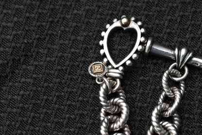 Designer William Schraft 18k & Sterling Silver Toggle Heart Charm Bracelet2