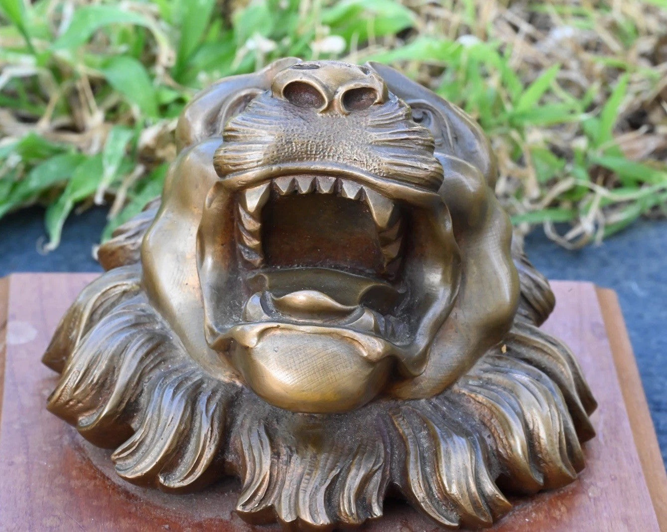 Superb Antique / Vintage Solid Bronze Lion Head Wall Ornaments4