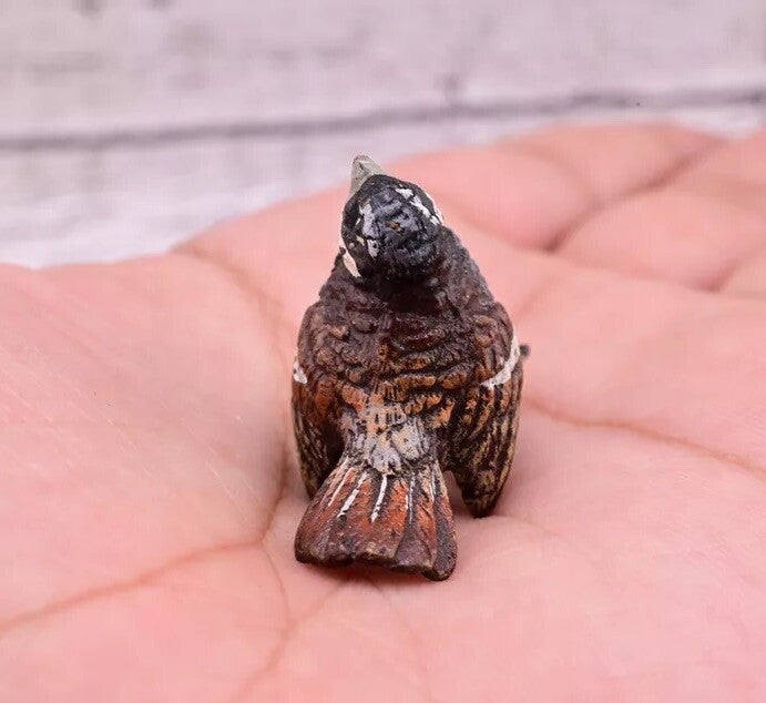 Lovely Antique Austrian Vienna Cold Painted Bronze Figure of Sparrow Bird4
