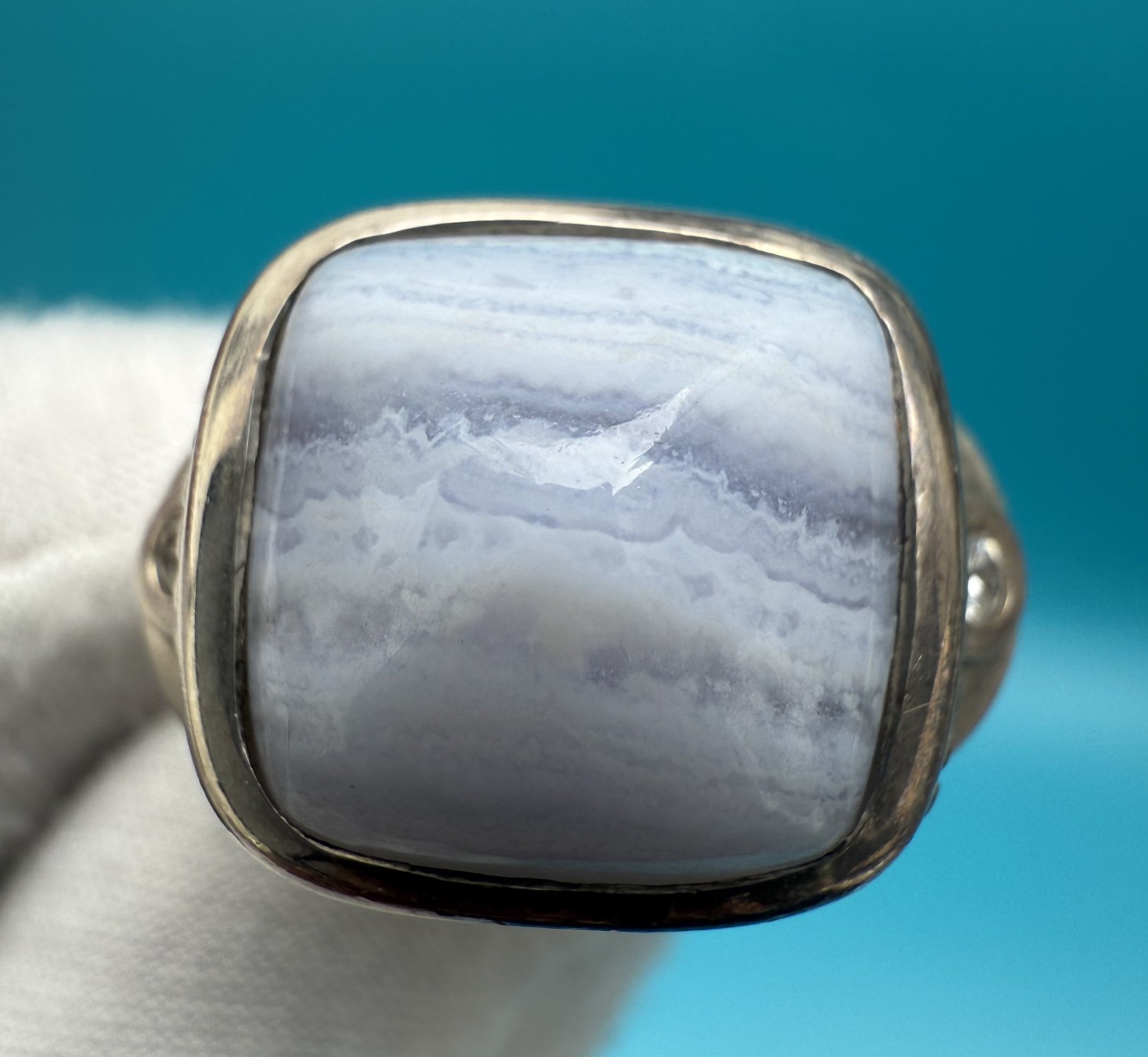 Wonderful SeidenGang Sterling Silver Ring with Blue Agate Gem4