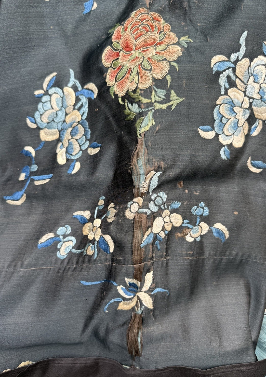 Early Antique Qing Dynasty Chinese Silk Embroidery Robe Butterflies & Flowers15