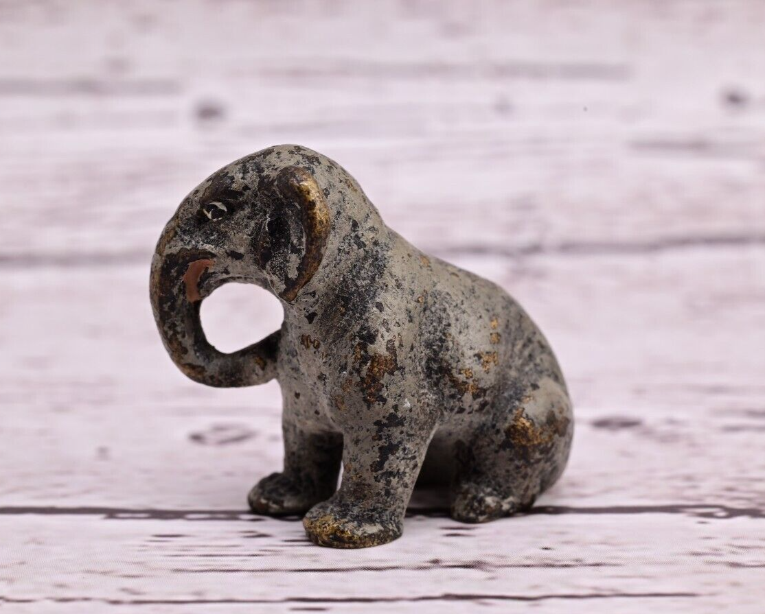Antique Austrian Vienna Cold Painted Bronze Figure of Miniature Baby Elephant9