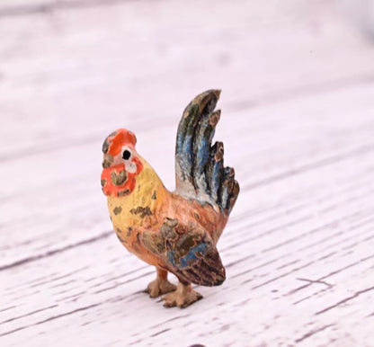 Original & Beautiful Antique Austrian Vienna Cold Painted Bronze of Tiny Rooster12