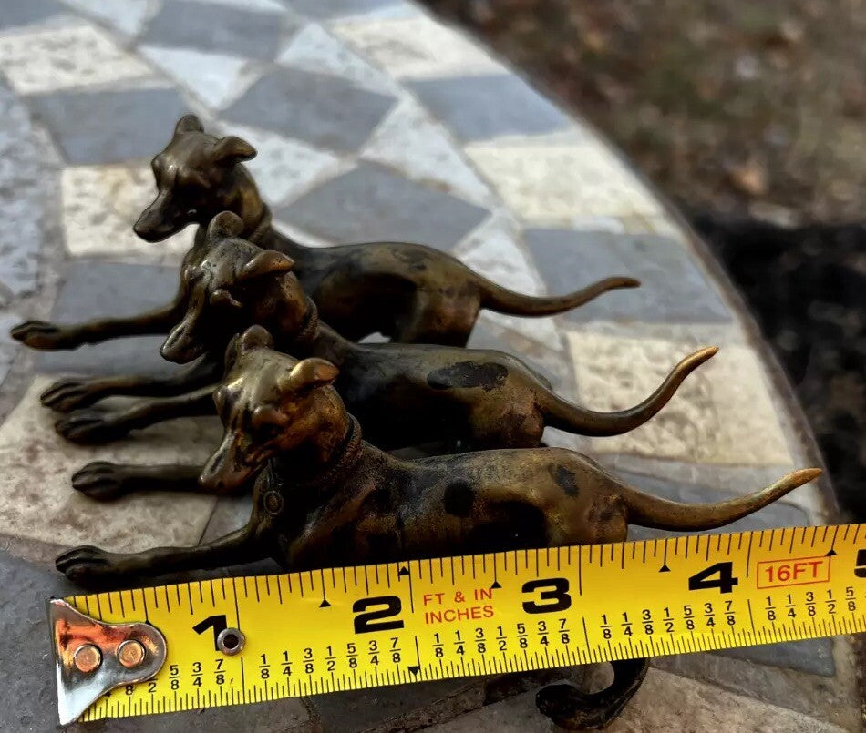 Amazing Antique Austrian Vienna Cold Painted Bronze Set of Three Greyhound Dogs14