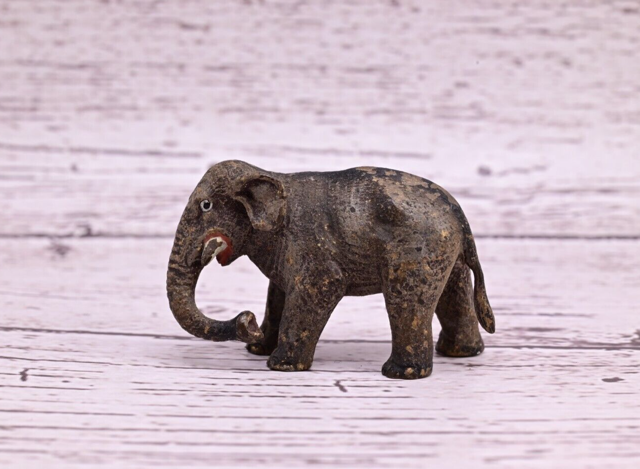 Amazing Antique Austrian Vienna Cold Painted Bronze Figure of Young Elephant0