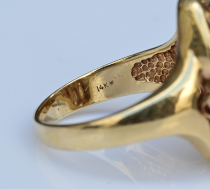 14K Cluster Cocktail Ring Featuring a Abstract Wave of Round Brilliant Diamond3