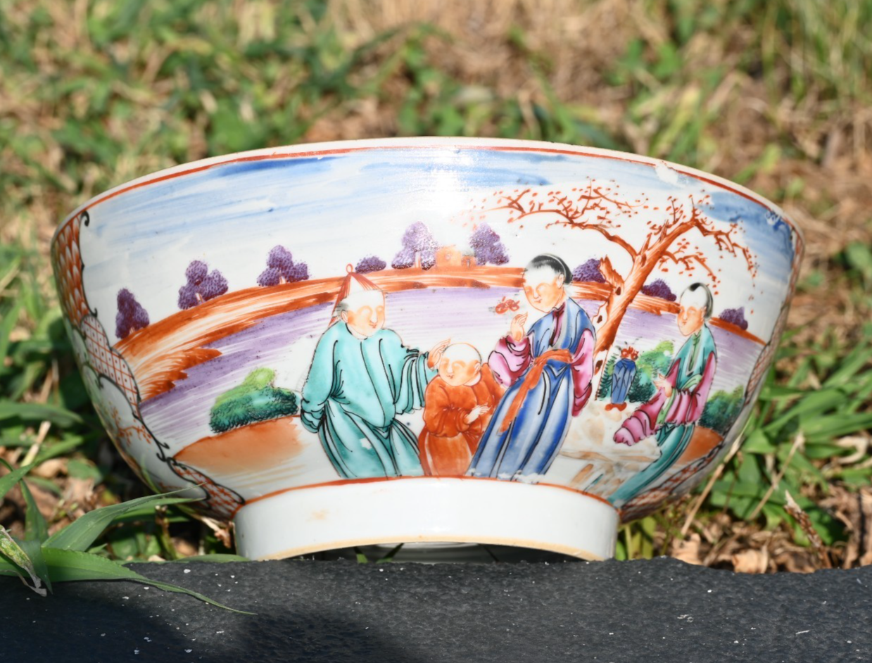 Authentic 18th C. Chinese Famille Rose "Mandarin" Palette Export Porcelain Bowl4