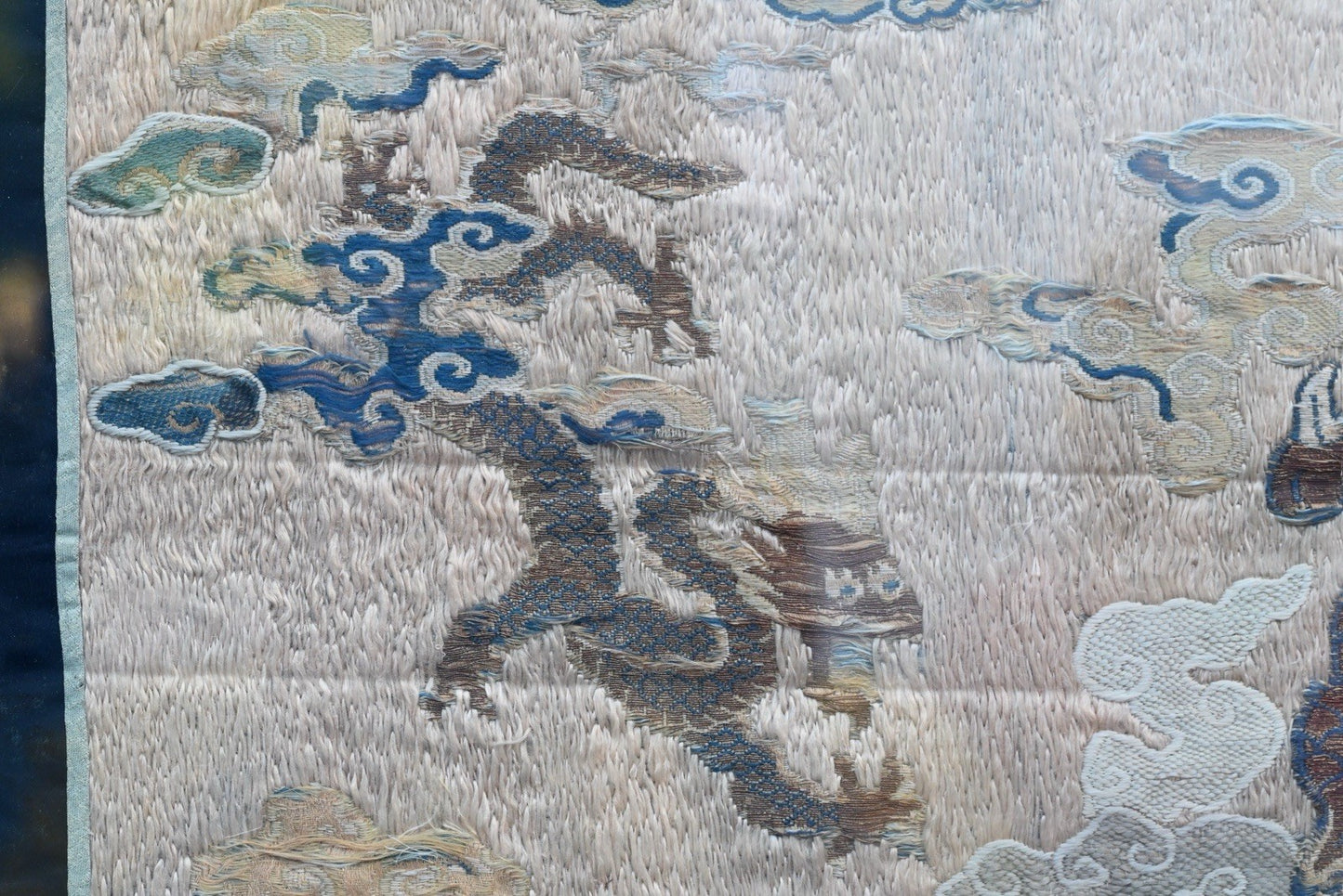 Stunning Glass Framed Ming - Early Qing Dynasty Silk Altar Panel W/ Dragons4