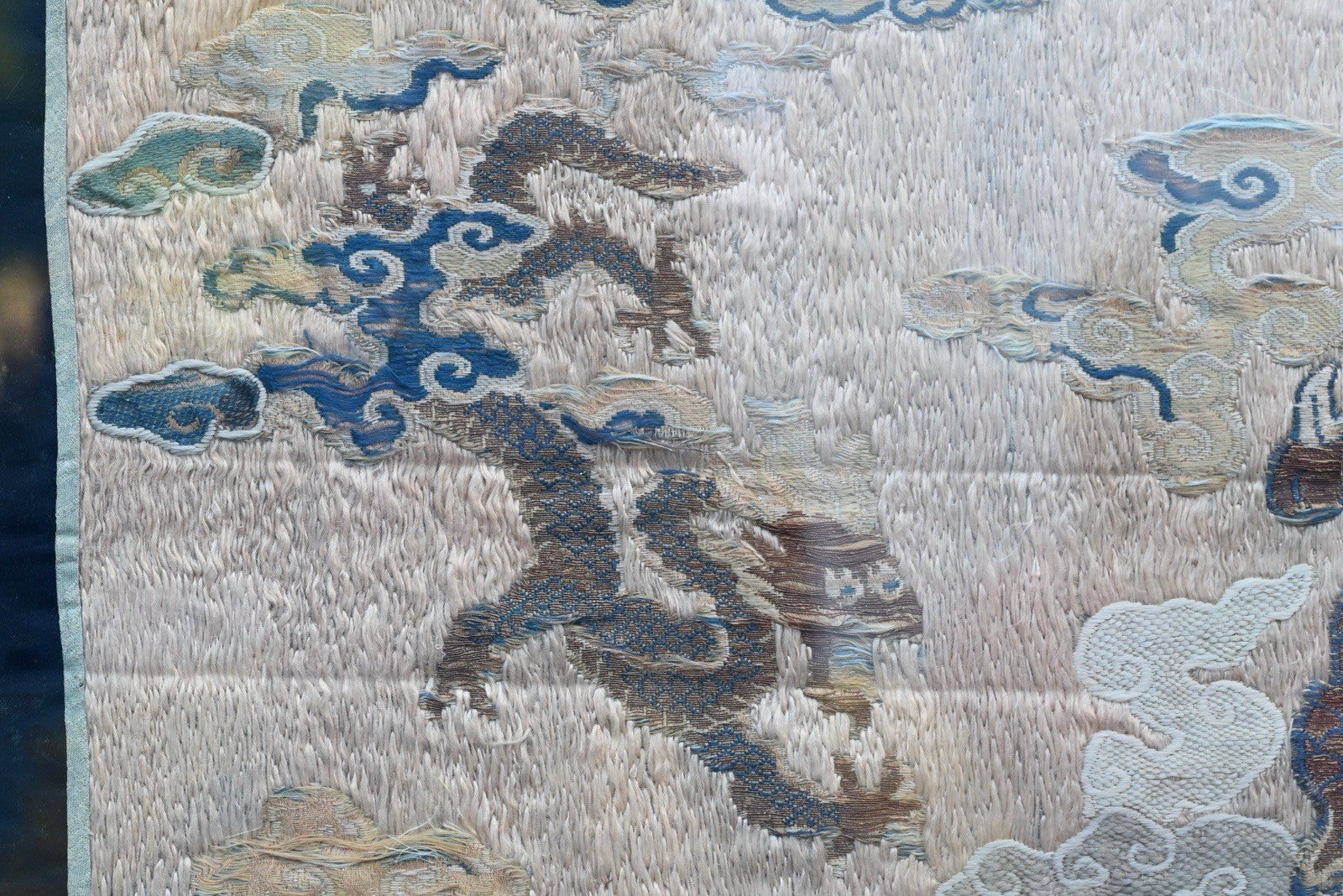 Stunning Glass Framed Ming - Early Qing Dynasty Silk Altar Panel W/ Dragons4