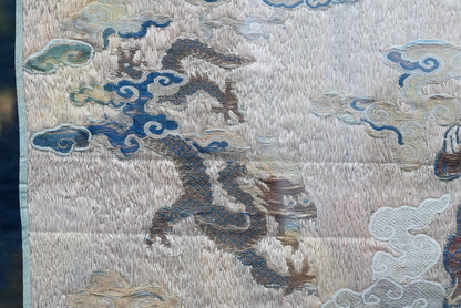 Stunning Glass Framed Ming - Early Qing Dynasty Silk Altar Panel W/ Dragons4