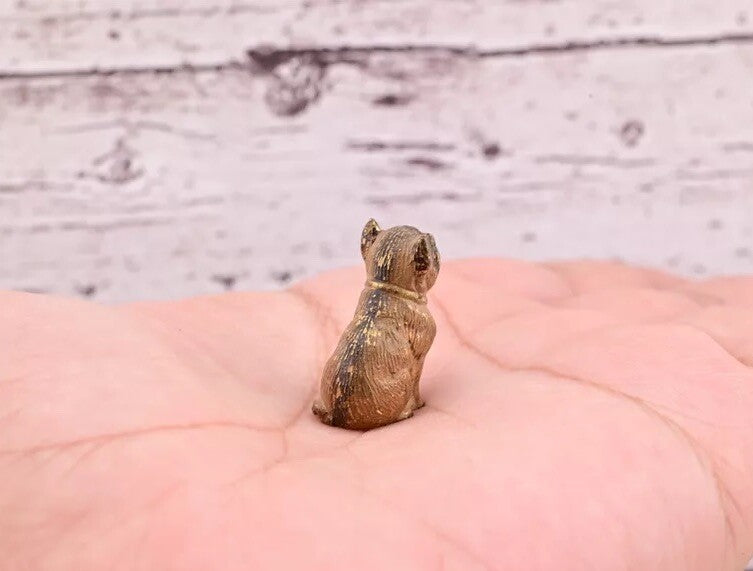 Super Tiny Antique Austrian Vienna Cold Painted Bronze Figure of Detailed Pug3