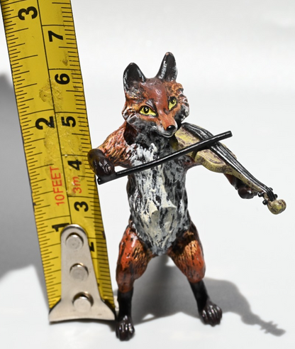 Gorgeous Austrian Vienna Cold Painted Bronze Figure of Fox Musician with Violin9