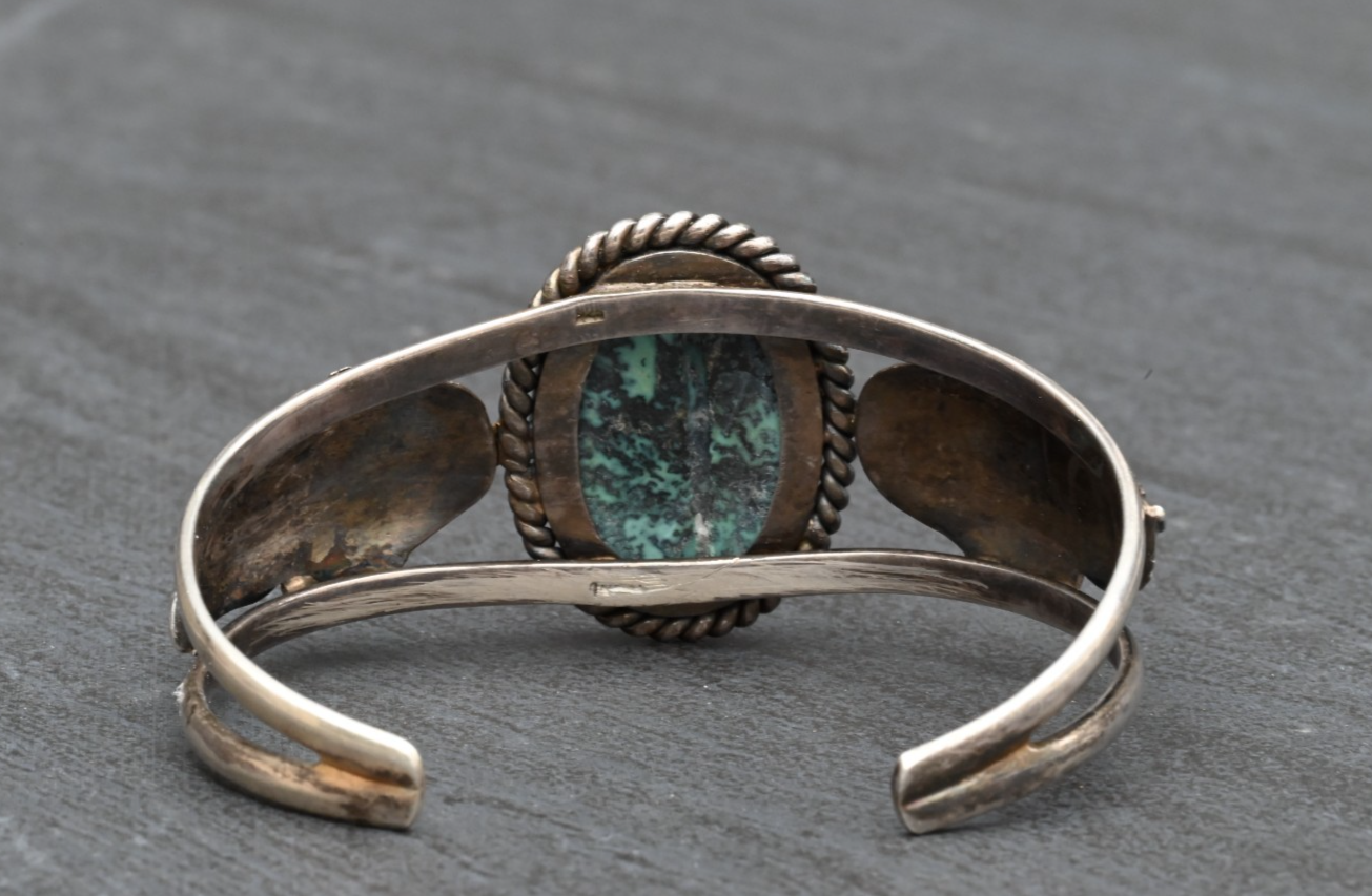 Amazing Southwestern Sterling Silver Cuff Bracelet with Turquoise & Lapis2