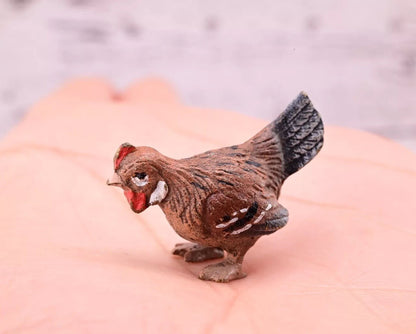 Superb Antique Austrian Vienna Cold Painted Bronze Figure of Brown Chicken Hen2