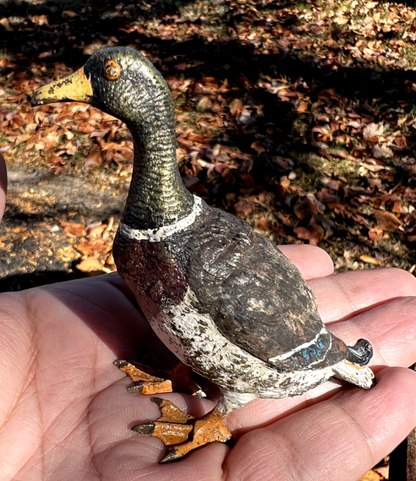 Amazing Antique Austrian Vienna Cold Painted Bronze Figure of Mallard Duck4