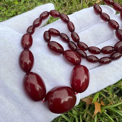 Antique Cherry Amber Beaded Necklace 42 Grams1