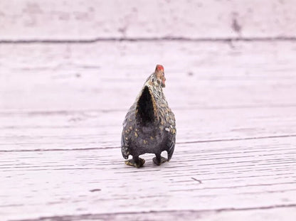 Early Antique Austrian Vienna Cold Painted Bronze Figure of Miniature Gray Hen9