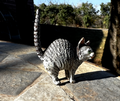 Small Antique Austrian Vienna Cold Painted Bronze Figure of Tom Cat7