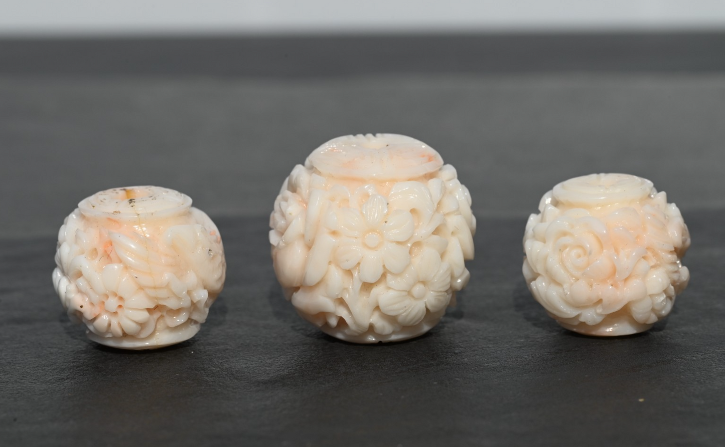 Large Natural Angel Skin Coral Carved Beads Japanese or Chinese2