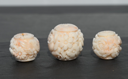 Large Natural Angel Skin Coral Carved Beads Japanese or Chinese2