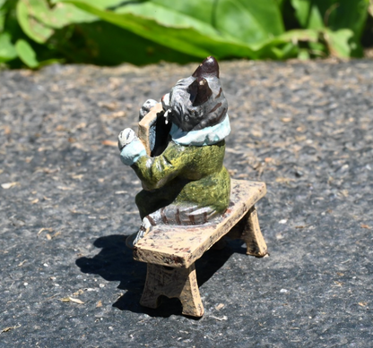 Fun Austrian Vienna Cold Painted Bronze Figure of Student Kitty Cat with an A4