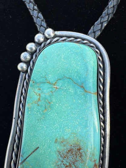 Amazing Native American Navajo Sterling Silver Turquoise Far Fetchel Bolo5
