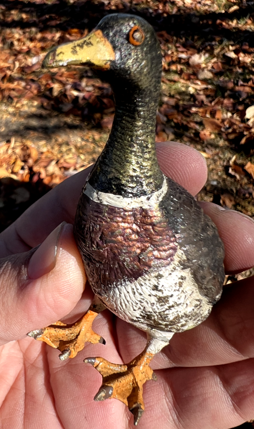 Amazing Antique Austrian Vienna Cold Painted Bronze Figure of Mallard Duck11