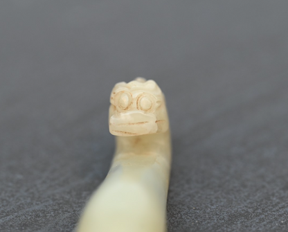 Genuine Antique 1900s Carved Chinese White Celadon Jade Dragon Belt Hook4